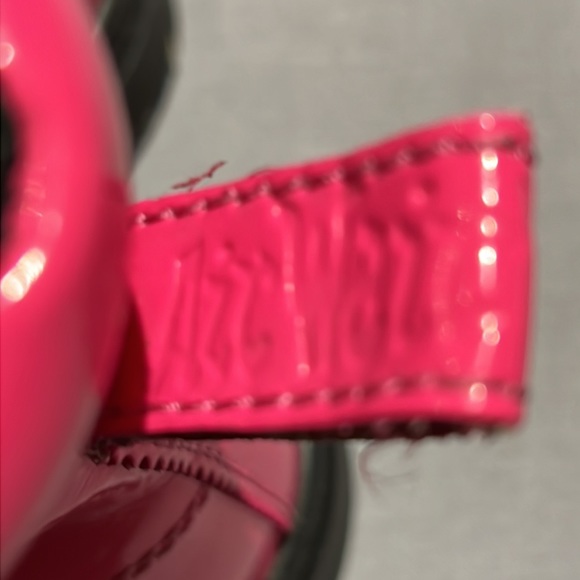 Doc Martens Womens Patent Pink Lace Up High Boots Size 11 FLAWED - Picture 7 of 16